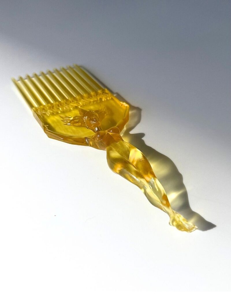 3D Printed Afro Comb, Calypso Comb Yellow,