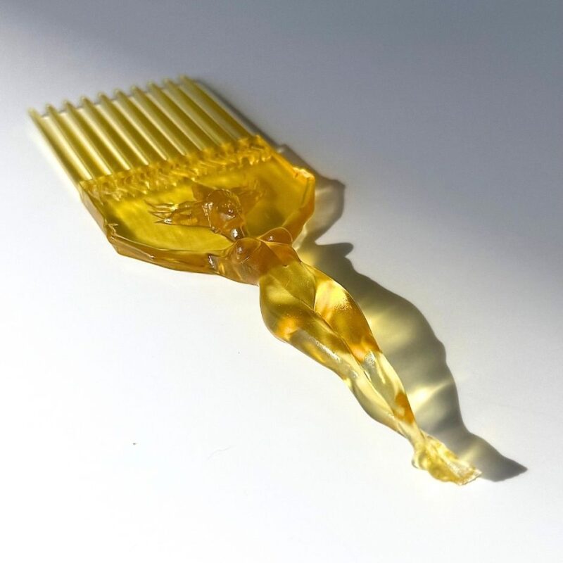 3D Printed Afro Comb, Calypso Comb Yellow,